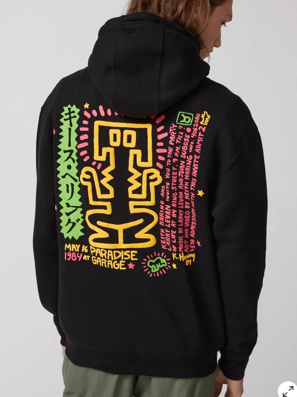 Keith Haring Ripple Paradise Garage Puff Print Black Hoodie